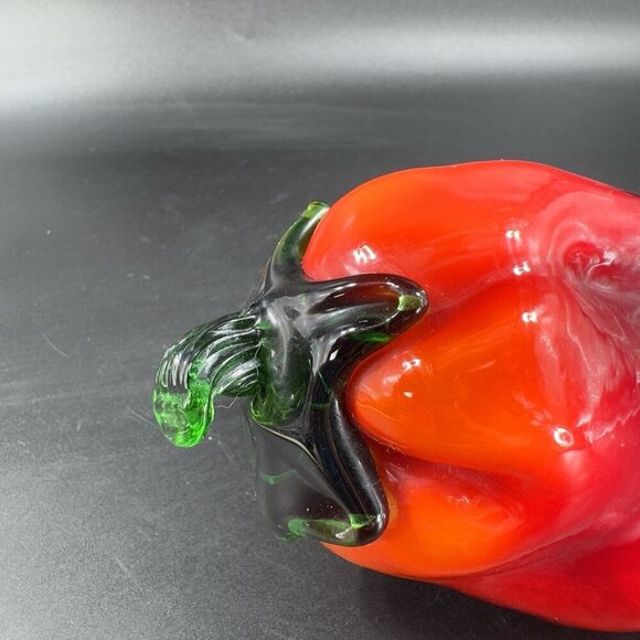Vintage 1990s Art Glass Bell Pepper Large Red Pepper Figurine Glass Paperweight - Picture 10 of 15